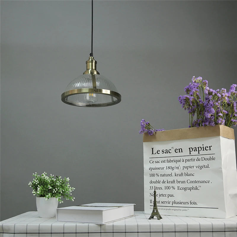 suspension rétro industrielle en verre pour intérieur moderne - vue 3 sur 7