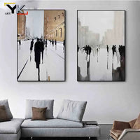 peinture abstraite noire et blanche pour décoration murale