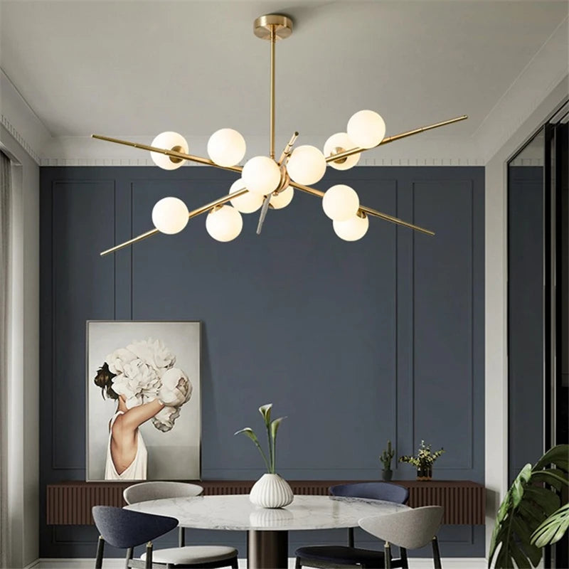 lustre led moderne en verre boule nordique pour bar café - vue 4 sur 10