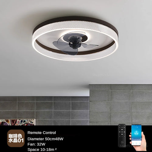 plafonnier moderne avec ventilateur et leds 3 couleurs - vue 16 sur 18