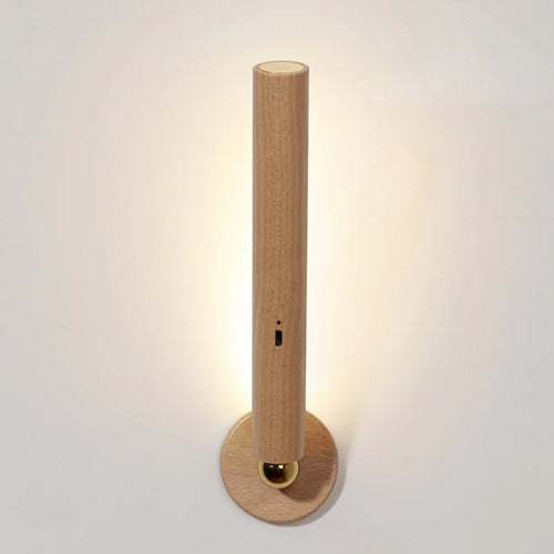 applique murale en bois avec chargement usb et luminosité réglable - vue 2 sur 7