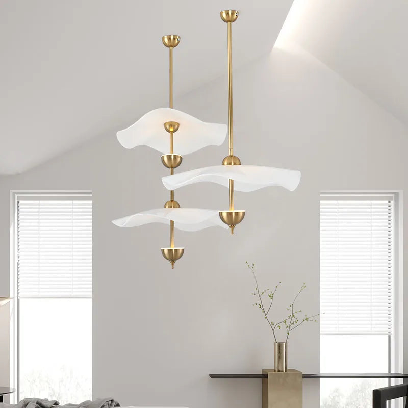lustre led nordique en métal doré et acrylique décoratif pour intérieur - vue 4 sur 9