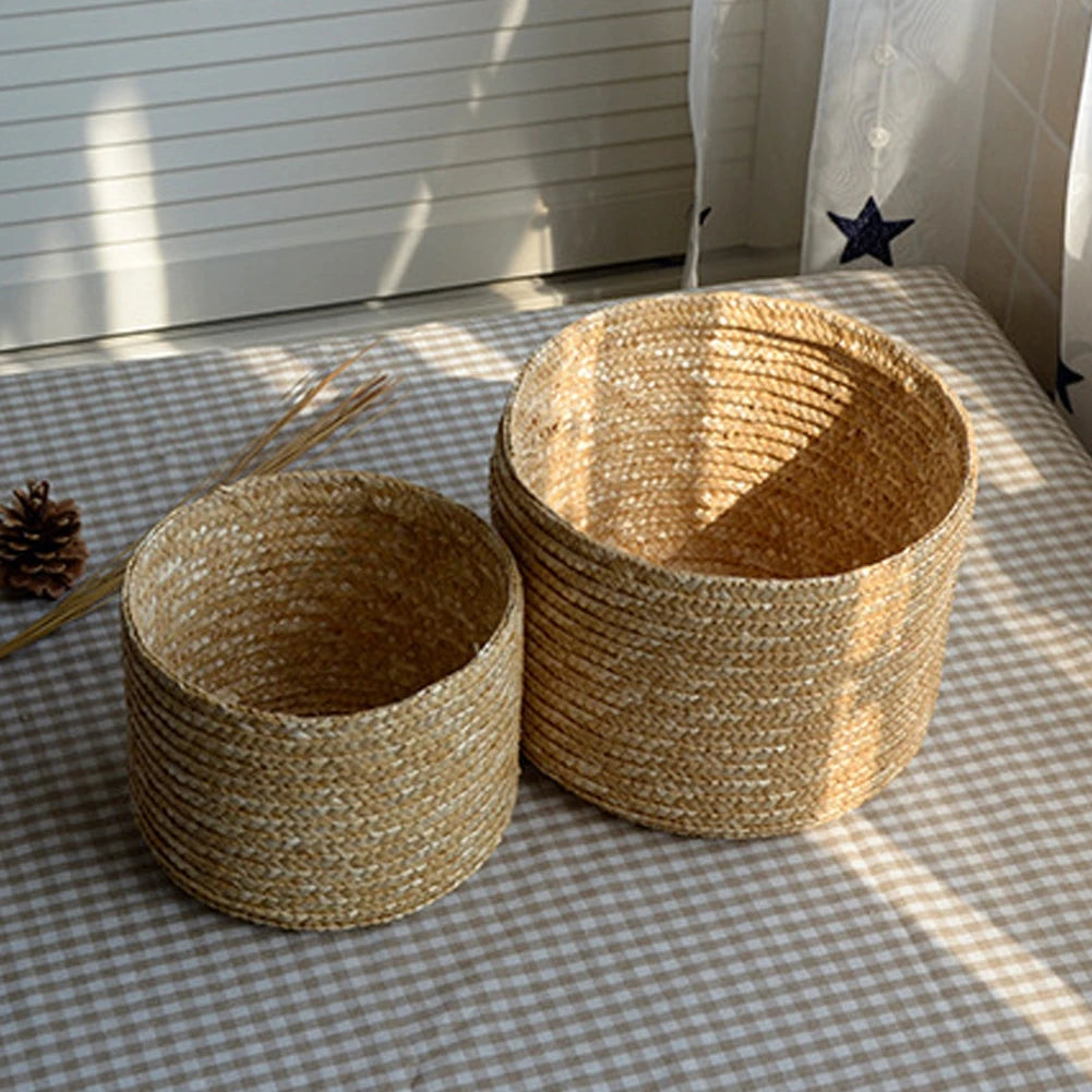 panier de rangement tissé en paille avec couvercle et organisateur - vue 10 sur 10