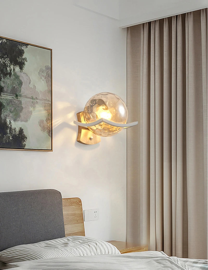applique murale moderne en bois design lumineux décoratif en forme de lune - vue 7 sur 21