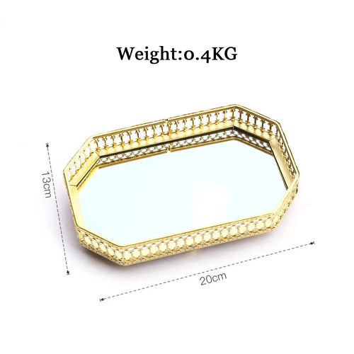 plateau de rangement bijou de luxe en fer et miroir - vue 15 sur 14