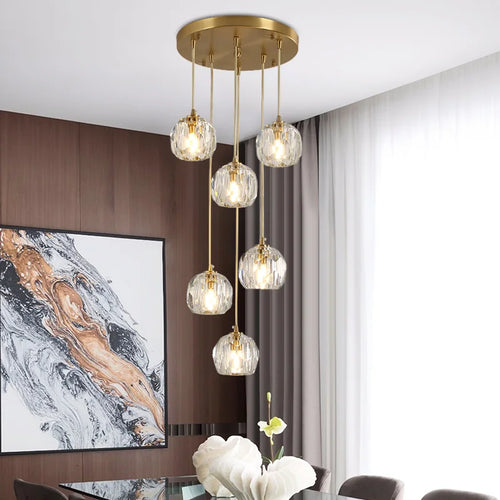 suspension en cristal k9 en cuivre design nordique créatif - vue 6 sur 13