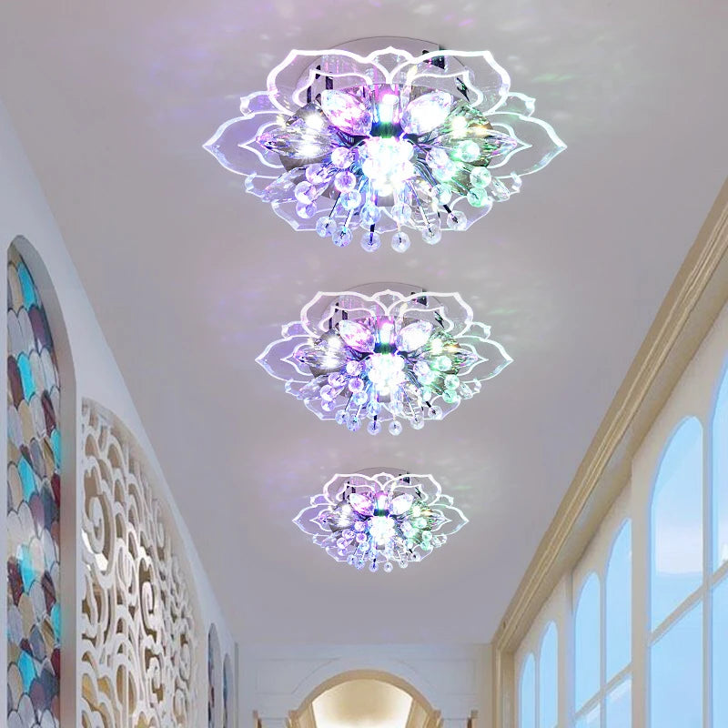 lampe en cristal fleurs lustre éclairage intérieur luminaires colorés - vue 5 sur 11