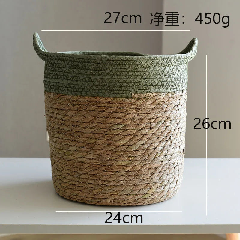 panier de rangement en paille pour décoration artisanale moderne - vue 9 sur 12