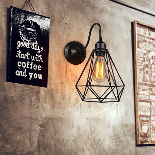 applique murale led cage vintage industrielle 2 pièces - vue 4 sur 7