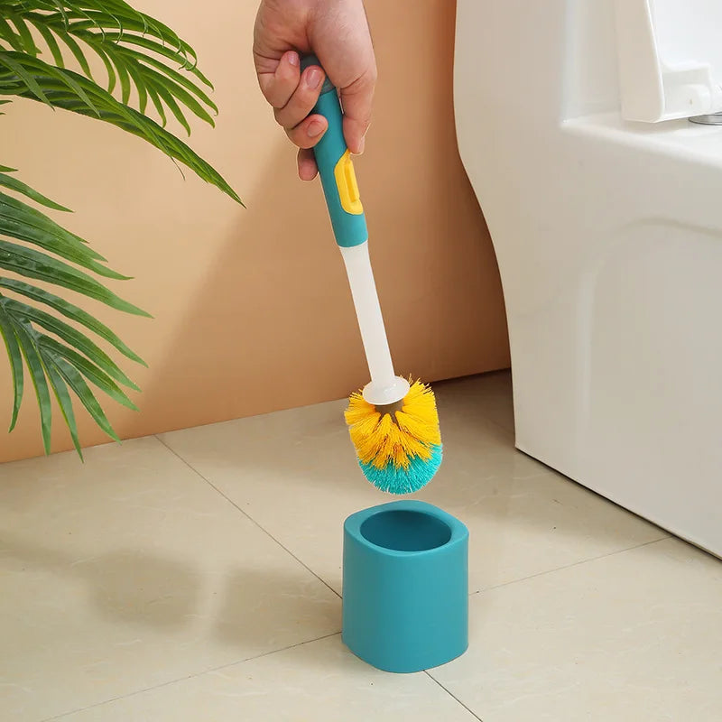brosse de toilette à long manche avec détergent et accessoire mural