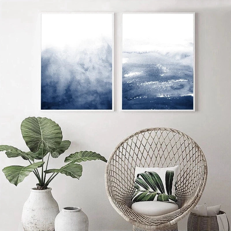 peinture abstraite aquarelle océanique art mural décoration moderne