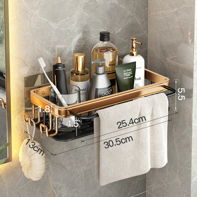 étagères murales en aluminium pour salle de bain sans perçage