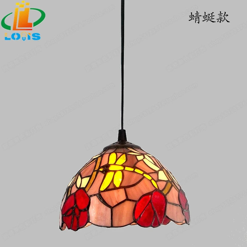 lustre en vitrail style tiffany pour éclairage décoratif antique - vue 8 sur 19