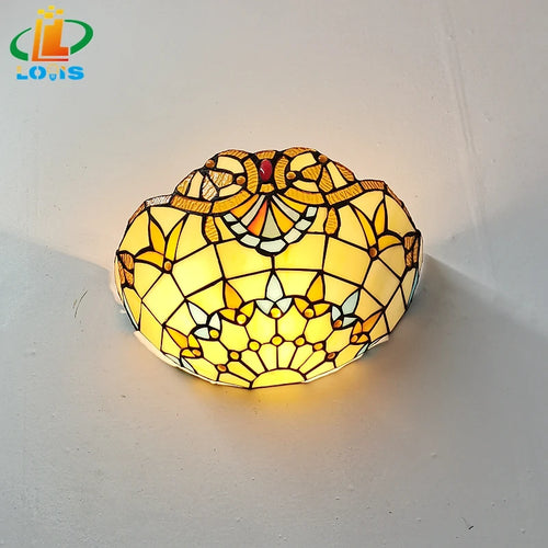 applique murale en verre style européen art déco tiffany - vue 5 sur 6