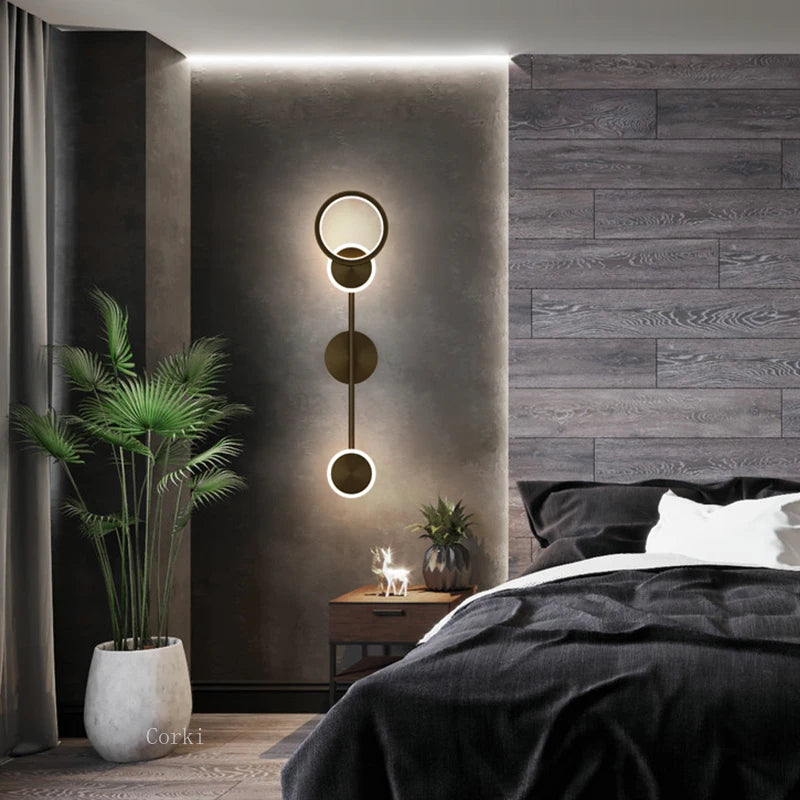 applique murale moderne à led rotative trois lumières tamisées - vue 4 sur 16