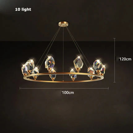 lustre en cristal et cuivre style art déco design moderne - vue 17 sur 22