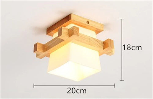 plafonnier japonais en verre et bois pour intérieur moderne - vue 3 sur 8