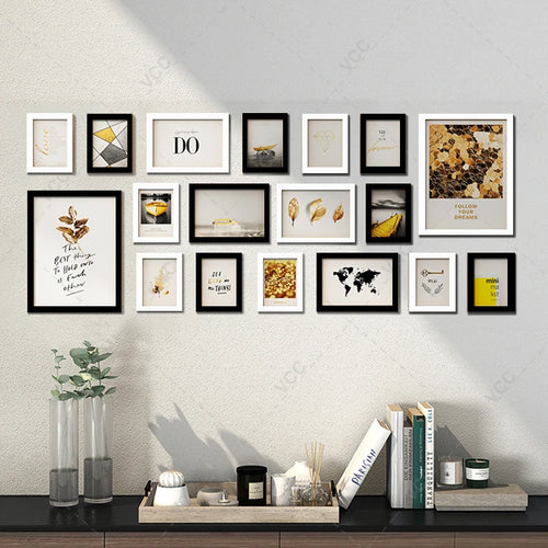 lot de 18 cadres photo en bois naturel à accrocher au mur - vue 3 sur 10