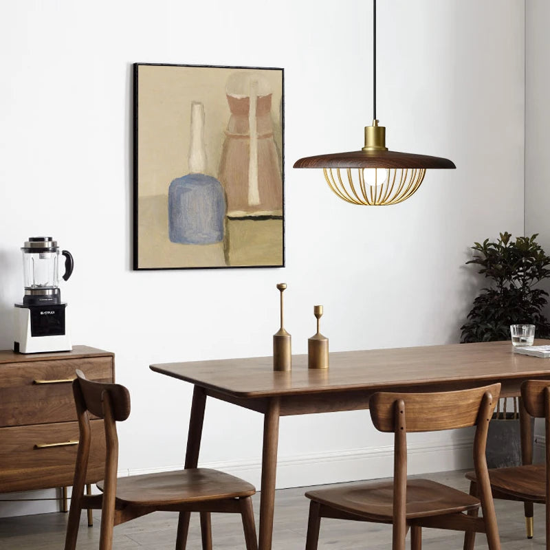 lustre nordique en forme de chapeau de grain de bois - vue 3 sur 12