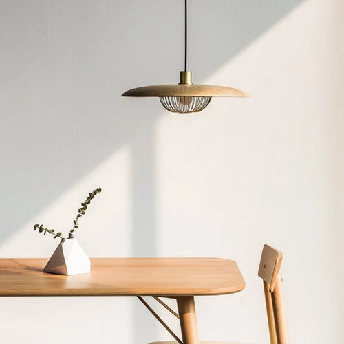 lustre nordique en forme de chapeau de grain de bois - vue 3 sur 12