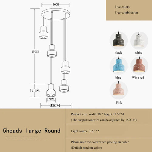 suspension moderne en terrazzo design nordique plusieurs couleurs led - vue 28 sur 28