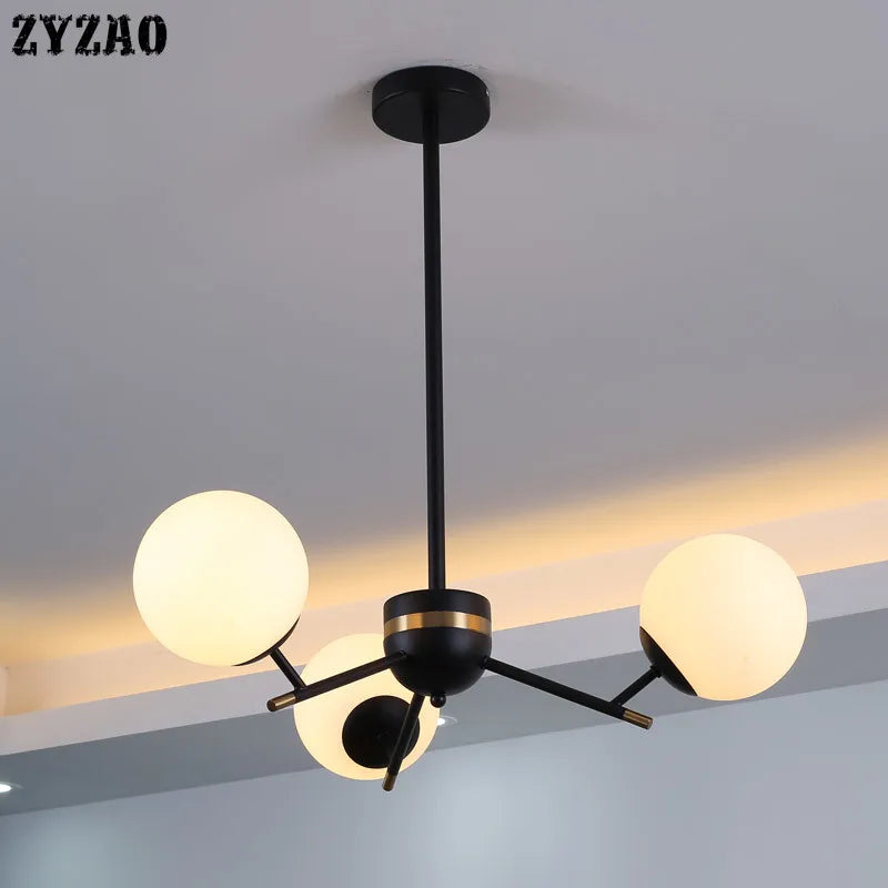lustre moderne en boule de verre pour décoration intérieure élégante - vue 3 sur 9