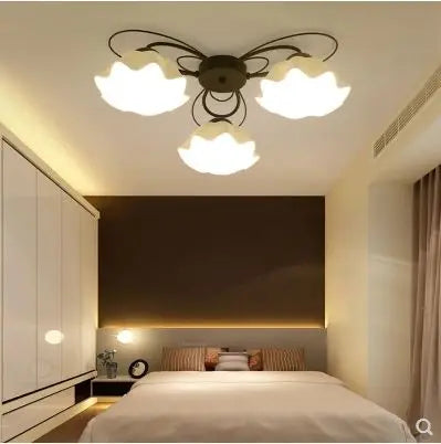 Plafonnier minimaliste américain coréen pastoral rond salon personnalité nordique restaurant créatif LED éclairage de chambre à coucher