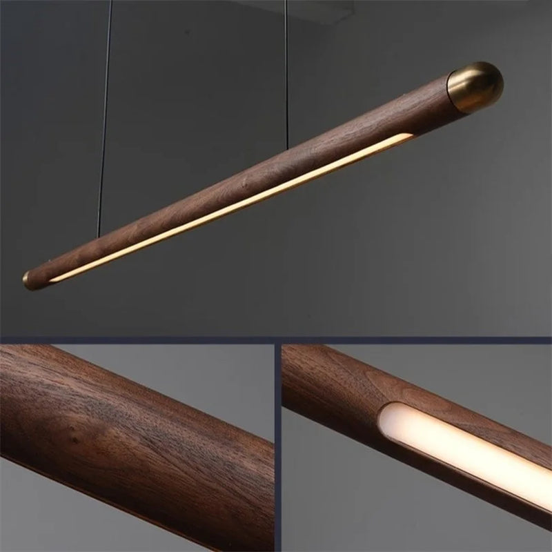 suspension design minimaliste en bois avec bande led
