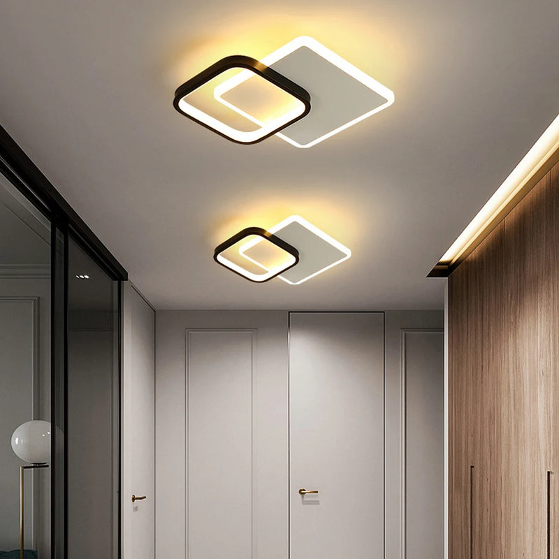 lustre led allée plafonnier noir blanc