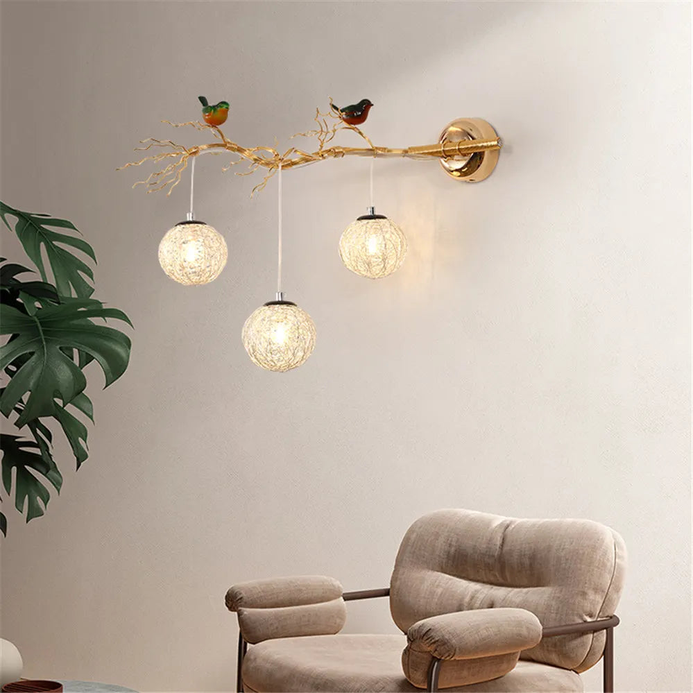 applique murale nordique en aluminium nid d'oiseau led romantique - vue 6 sur 11