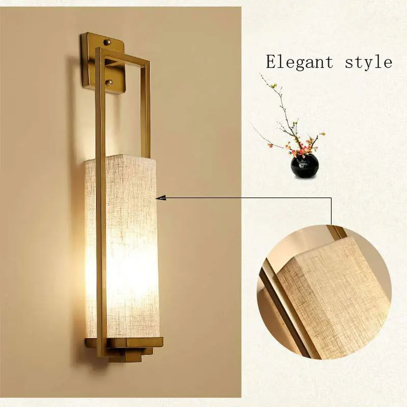 Nouveau style chinois applique lampe de chevet salon chambre couloir hôtel mur escalier lampe e27 tissu luminaire applique
