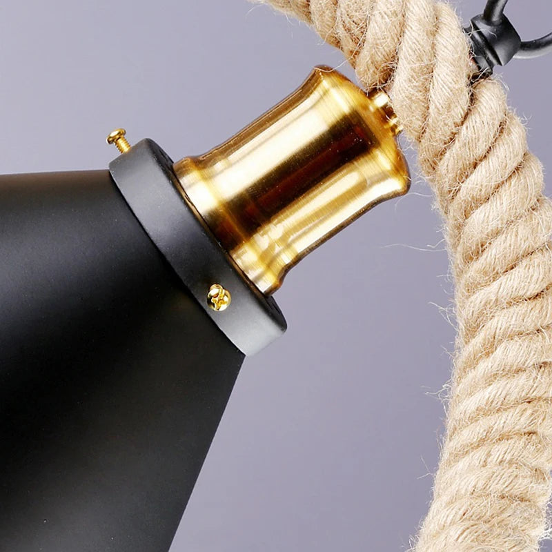 Suspension rustiques industrielles lampe d'intérieur para sala lampes suspendues à corde pour salon salle à manger luminaire suspendu à la maison - vue 7 sur 21