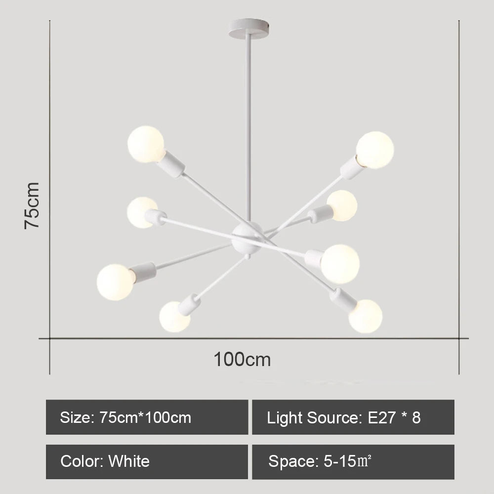 lustre moderne à leds style industriel spoutnik créatif éclairage maison - vue 14 sur 16