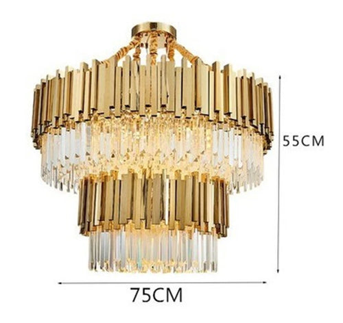 lustre moderne en cristal avec grande suspension à led - vue 10 sur 15