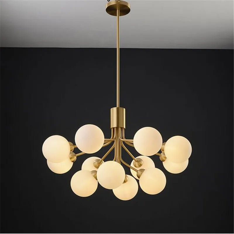 Lustre boule de verre nordique Led or luxe chambre cuisine lampe magique haricot Apiales lustres pour salle à manger café éclairage - vue 3 sur 12