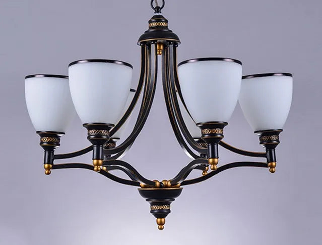 lustre classique en fer et verre pour décoration intérieure - vue 10 sur 16