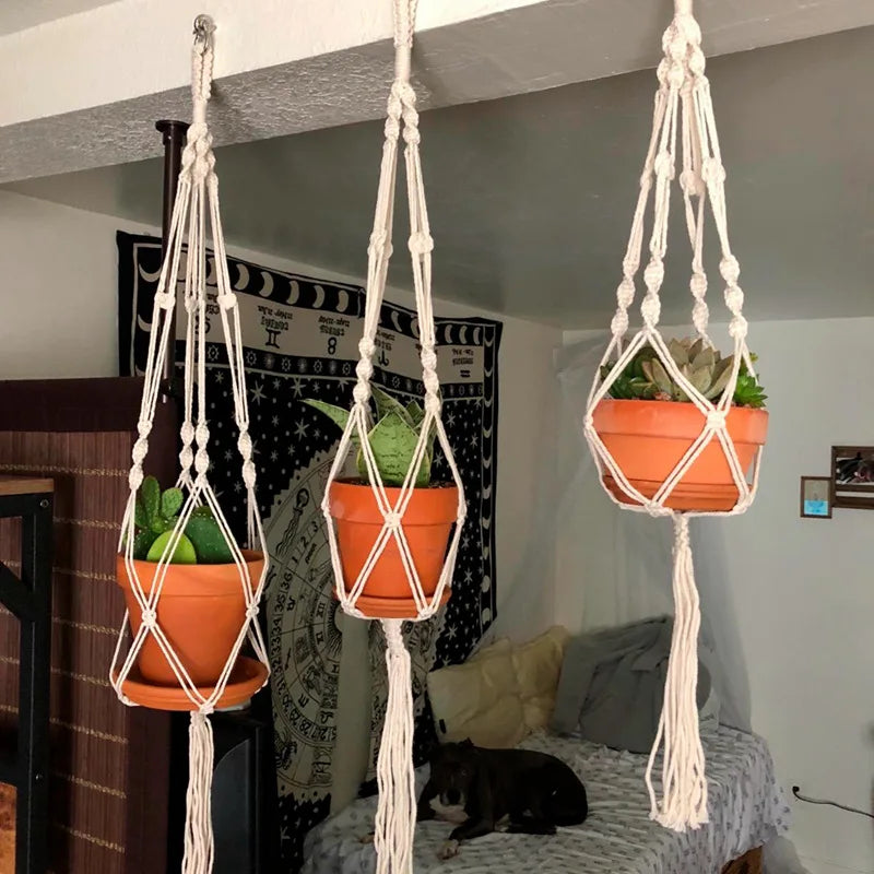 suspension macramé pour plantes et décoration murale naturelle - vue 3 sur 20