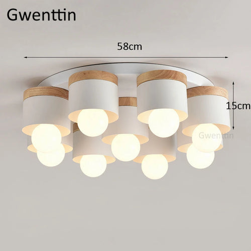 plafonnier moderne en bois et fer pour décoration intérieure - vue 9 sur 9