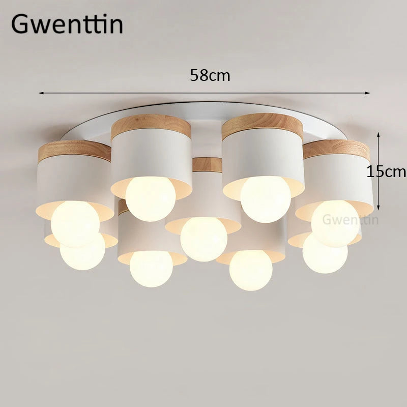 plafonnier moderne en bois et fer pour décoration intérieure - vue 8 sur 9