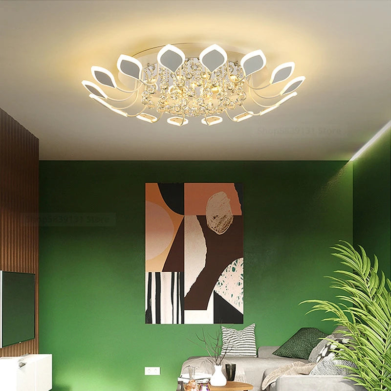 plafonniers modernes en cristal clair avec éclairage led terrestre