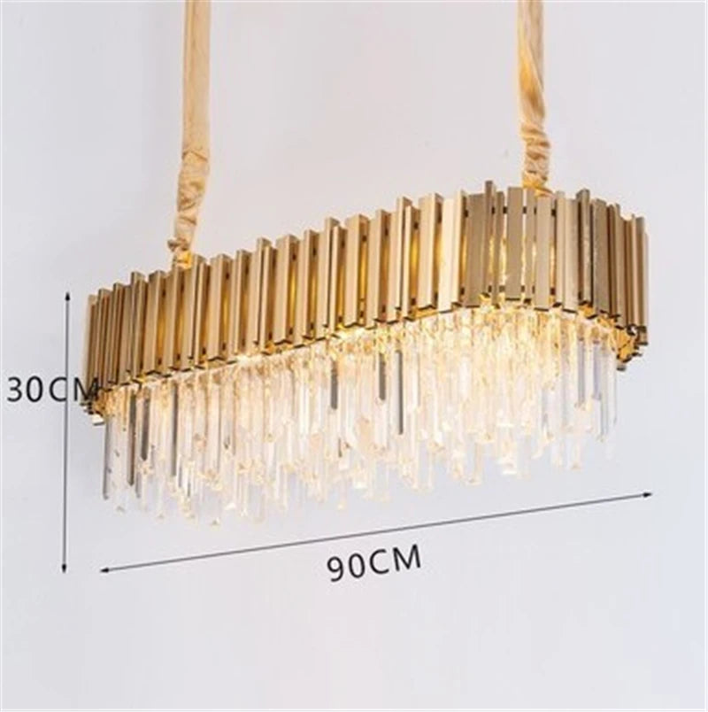 lustre moderne en cristal avec grande suspension à led - vue 7 sur 15