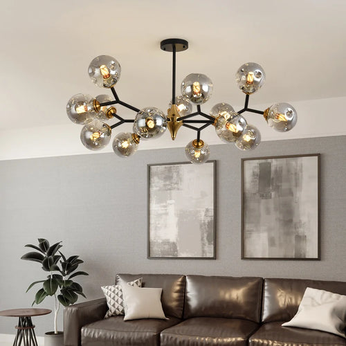 lustre moderne à branches rotatives en verre avec éclairage led - vue 2 sur 14