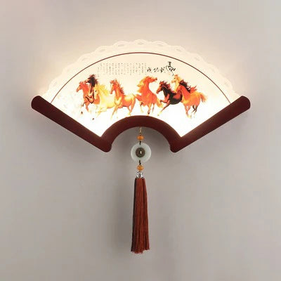 applique murale en bois éventail style rétro japonais à LED - vue 16 sur 18