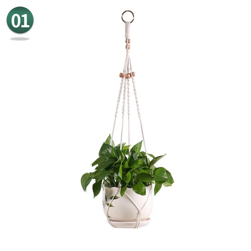 panier suspendu en macramé pour plantes artisanales décoration intérieure - vue 15 sur 18