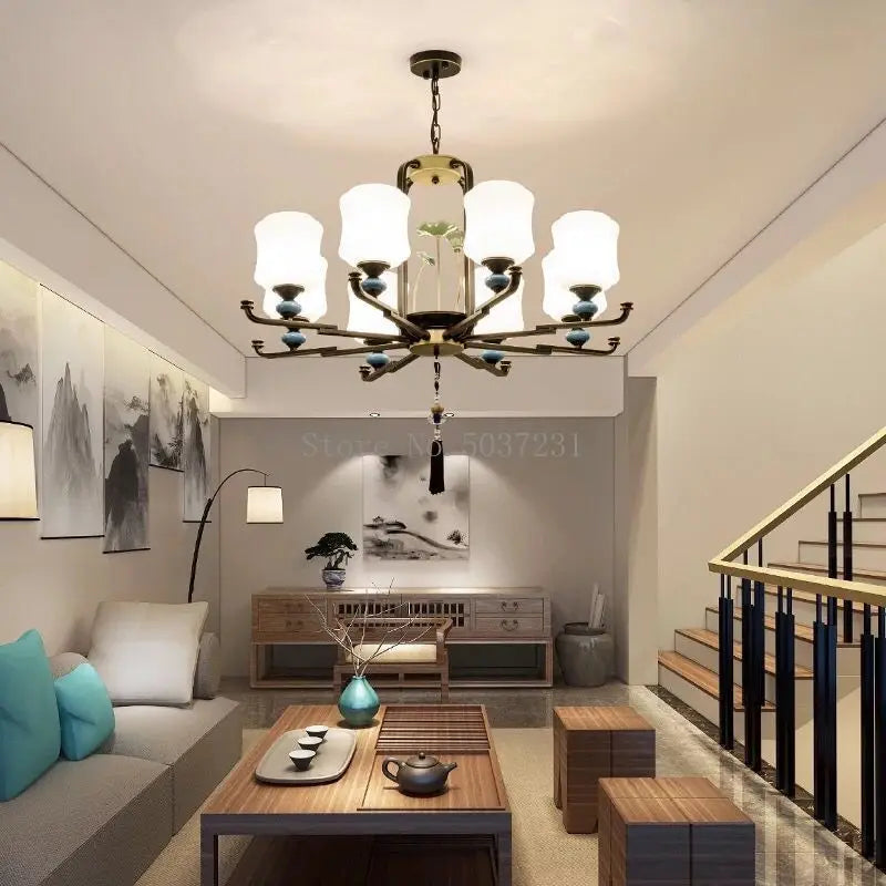 lustre moderne simple rétro avec lumières led élégantes - vue 3 sur 9