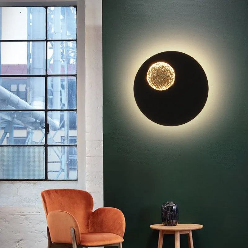 Postmodern applique murale LED lune lampe blanc noir carré rond en aluminium chambre chevet applique murale escalier cuisine couloir luminaire - vue 3 sur 15