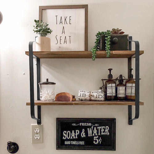 etagère murale flottante en bois pour rangement industriel - vue 3 sur 7