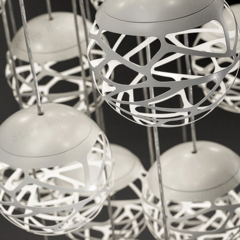 suspension led modernes avec abat-jour creux puzzles - vue 5 sur 6