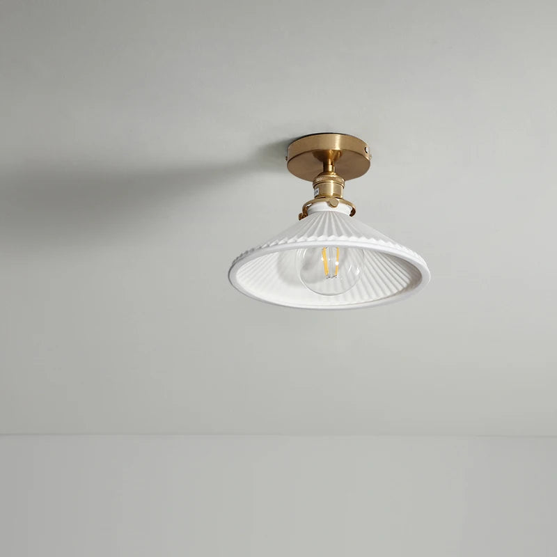plafonnier nordique cuivre LED luminaires interrupteur chambre salon escalier lumière Plafon montage Flount en céramique éclairage à la maison - vue 3 sur 10