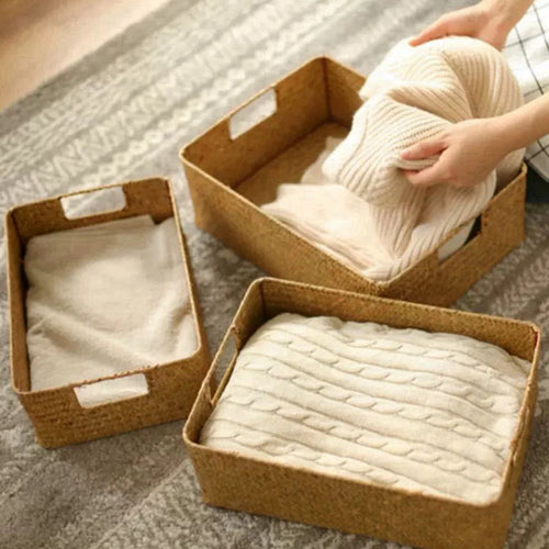 panier en jonc de mer tissé pour fruits et rangement - vue 2 sur 10